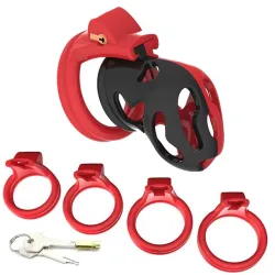  Cage de chasteté Dinoz 6.5 x 3cm Noir-Rouge